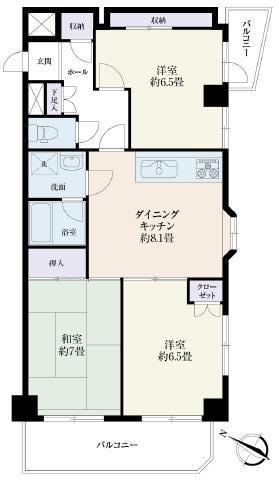 Floor plan. 3DK, Price 44,800,000 yen, Occupied area 61.32 sq m , Balcony area 9.11 sq m 3LDK, Price 44,800,000 yen, Occupied area 61.32 sq m , Balcony area 9.11 sq m
