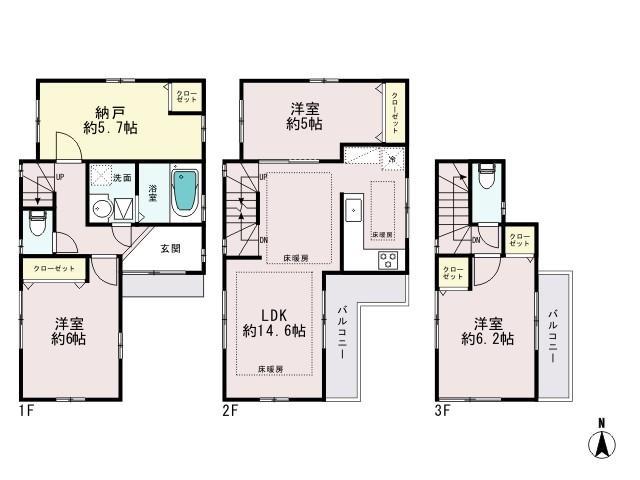 Floor plan. (B Building), Price 47,800,000 yen, 4LDK, Land area 71.44 sq m , Building area 87.46 sq m