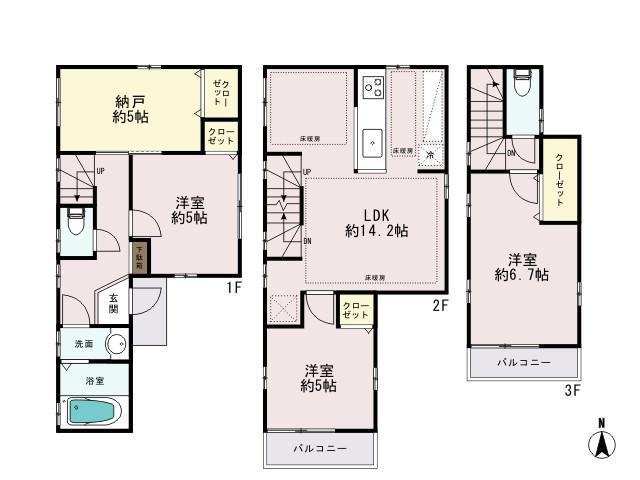 Floor plan. (C Building), Price 48,800,000 yen, 4LDK, Land area 72.1 sq m , Building area 85.45 sq m