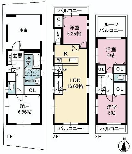 Floor plan. 54,800,000 yen, 3LDK + S (storeroom), Land area 70.09 sq m , Building area 115.14 sq m 3LDK + S