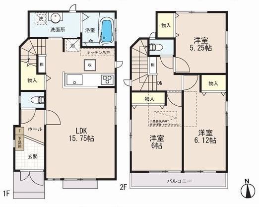 Floor plan. (1 Building), Price 45,800,000 yen, 3LDK, Land area 97.26 sq m , Building area 81.46 sq m