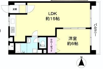 Floor plan. 1LDK, Price 18,800,000 yen, Occupied area 45.96 sq m , 1LDK was balcony area 5.4 sq m living spacious