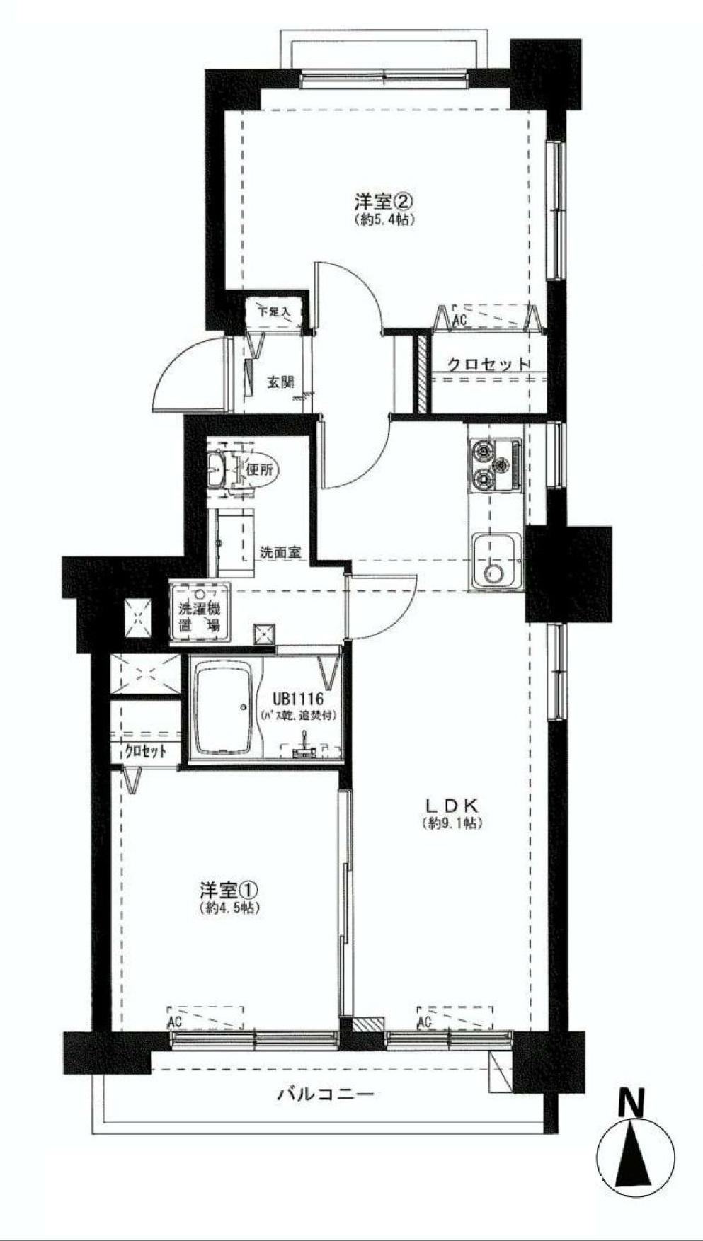 Floor plan. 2LDK, Price 20,900,000 yen, Footprint 43.5 sq m , Balcony area 4 sq m