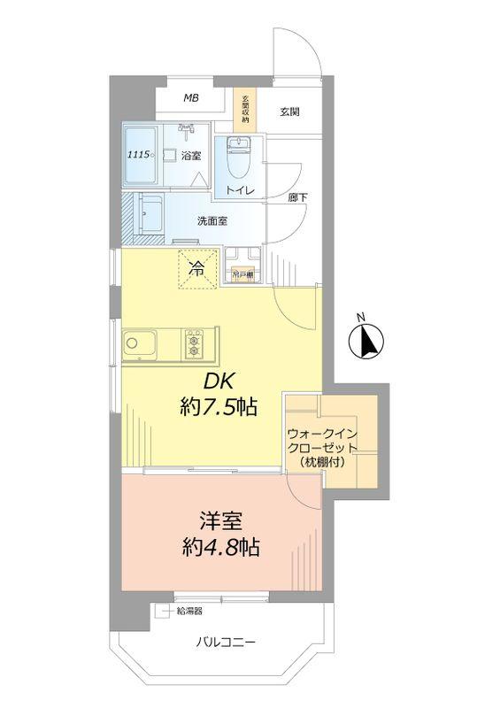 Floor plan. 1DK, Price 15.8 million yen, Occupied area 33.35 sq m Floor