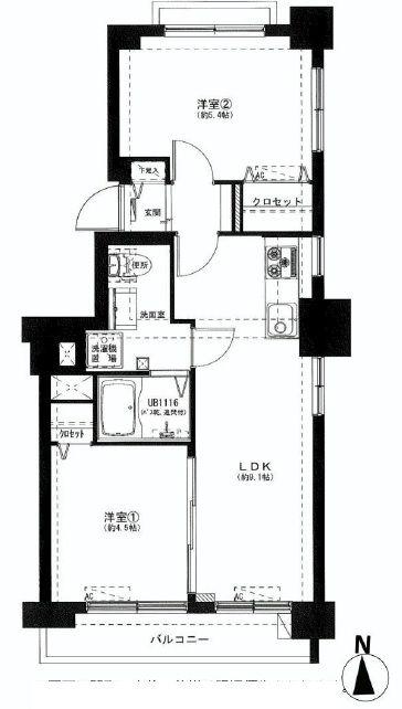 Floor plan. 2LDK, Price 20,900,000 yen, Footprint 43.5 sq m , Balcony area 4 sq m