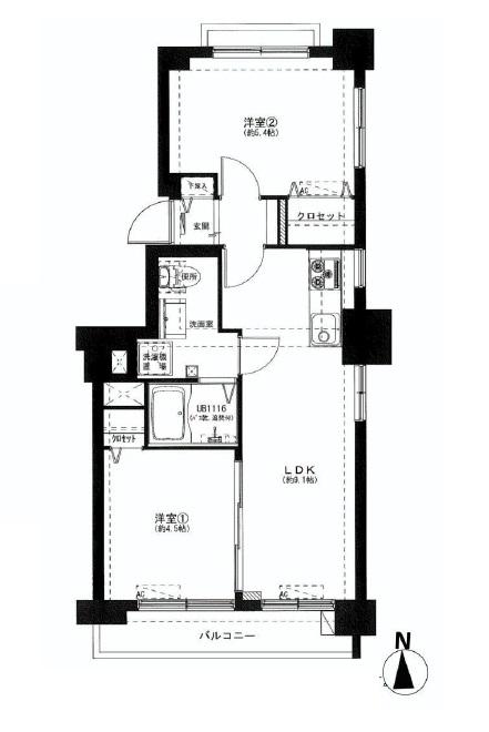 Floor plan. 2LDK, Price 20,900,000 yen, Footprint 43.5 sq m Nakano Mansion Renovation Renovation 2LDK 20 million yen