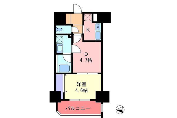 Floor plan. 1DK, Price 29,800,000 yen, Footprint 30.2 sq m , Balcony area 4.69 sq m 1DK floor plan