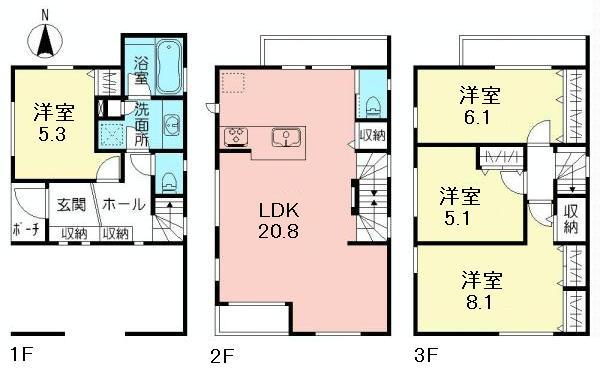 Floor plan. (A), Price 66,800,000 yen, 4LDK, Land area 64.52 sq m , Building area 116.67 sq m