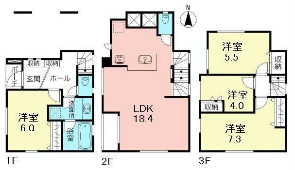 Floor plan. (B), Price 59,800,000 yen, 4LDK, Land area 60.01 sq m , Building area 101.33 sq m