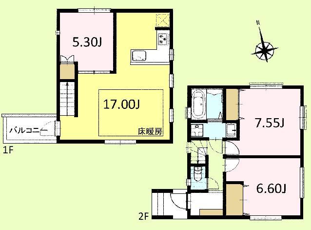 Building plan example (floor plan). Building plan example (B compartment) 3LDK, Land price 31,356,000 yen, Land area 83.83 sq m , Building price 15,444,000 yen, Building area 78.62 sq m