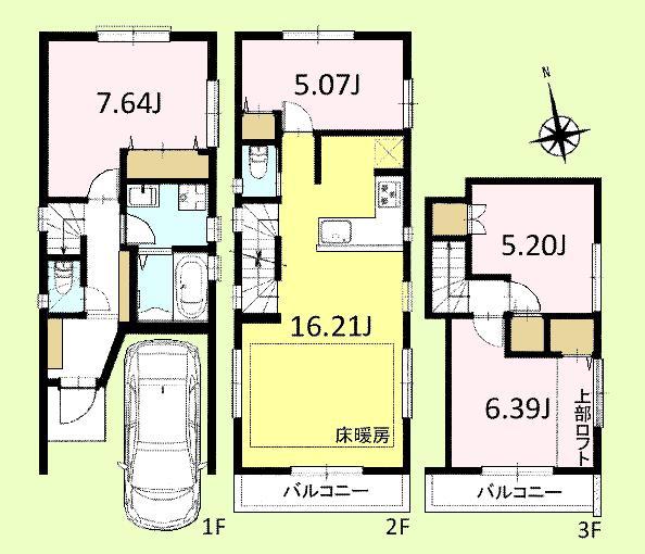 Building plan example (floor plan). Building plan example (C partition) 4LDK, Land price 32,765,000 yen, Land area 67.55 sq m , Building price 19,035,000 yen, Building area 103.49 sq m