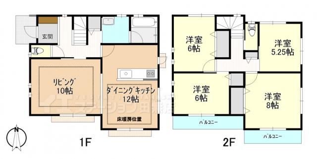 Floor plan. 62,500,000 yen, 4LDK, Land area 114.63 sq m , Building area 106.11 sq m Floor