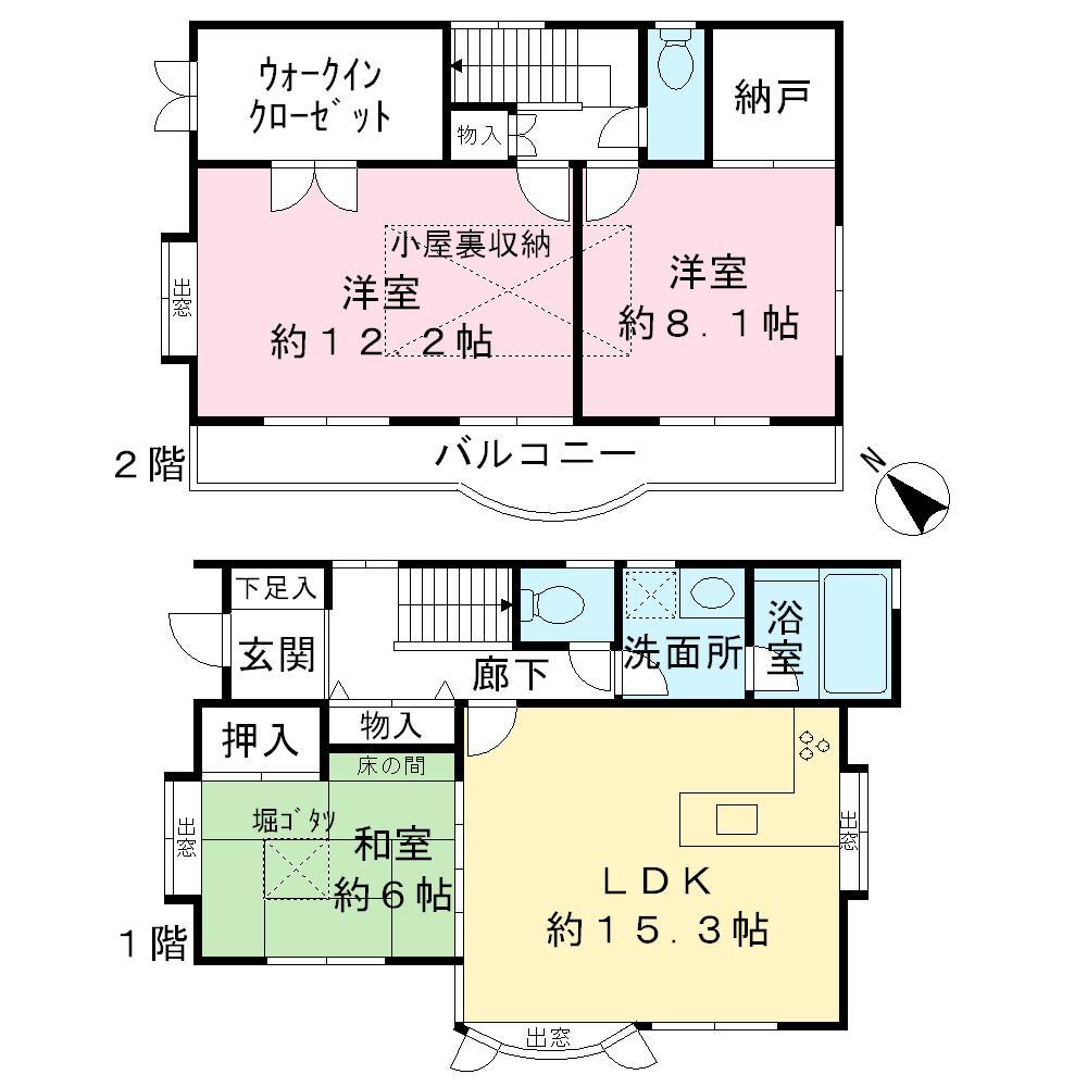 Floor plan. 62,800,000 yen, 3LDK + S (storeroom), Land area 110.74 sq m , Building area 104.7 sq m