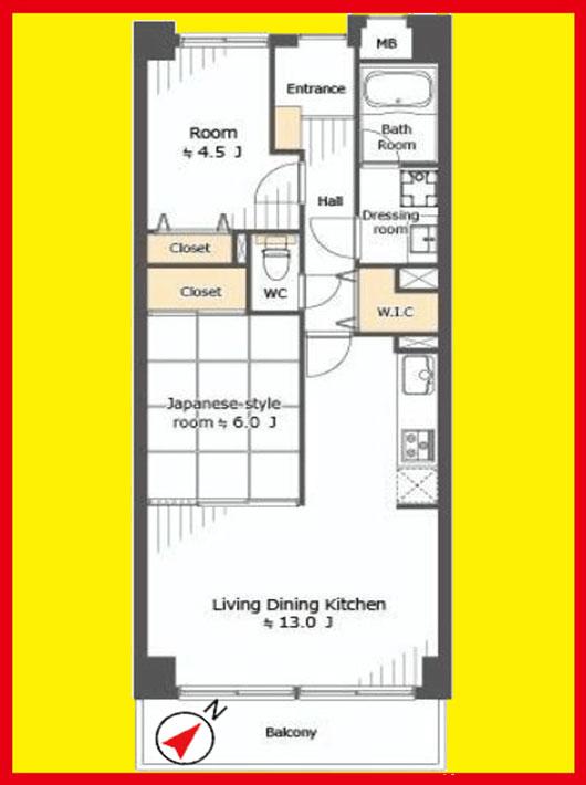 Floor plan. 2LDK, Price 41,800,000 yen, Occupied area 60.17 sq m , Balcony area 7 sq m