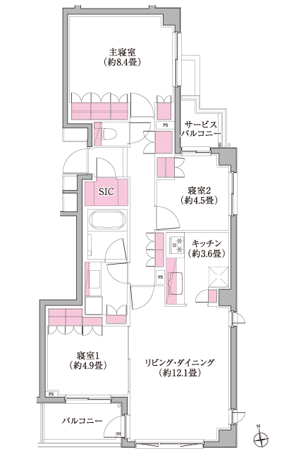 Floor: 3LDK + SIC, the area occupied: 78.6 sq m