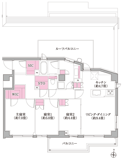 Floor: 3LDK + SIC + WIC + STO, the occupied area: 78.18 sq m