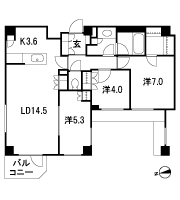 Floor: 3LDK + WIC, the occupied area: 76.85 sq m