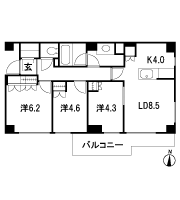 Floor: 3LDK + SIC, the occupied area: 65.07 sq m