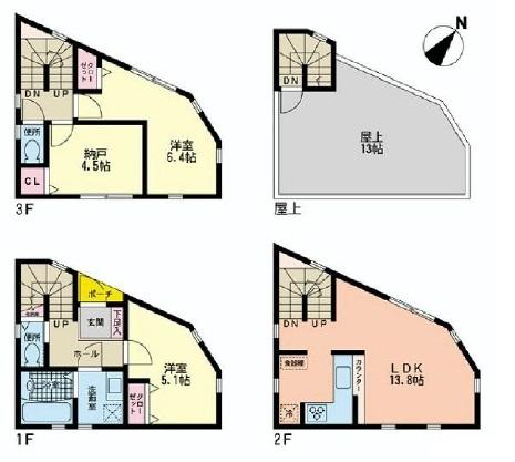 Floor plan. 45,800,000 yen, 3LDK, Land area 33.9 sq m , Building area 80.77 sq m