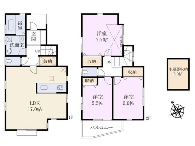 Floor plan. 46,800,000 yen, 3LDK, Land area 89.8 sq m , Building area 84.64 sq m Nakano Wakamiya 2-chome, floor plan