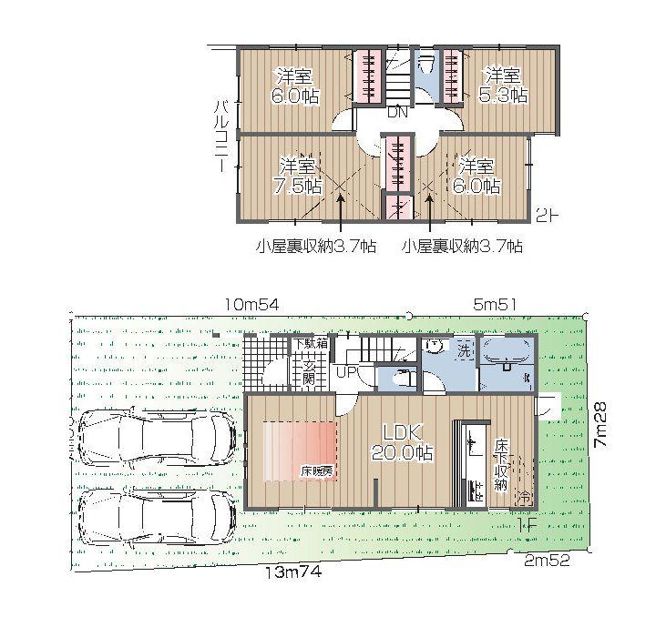 Floor plan. 47,800,000 yen, 4LDK, Land area 122.92 sq m , Building area 100.09 sq m