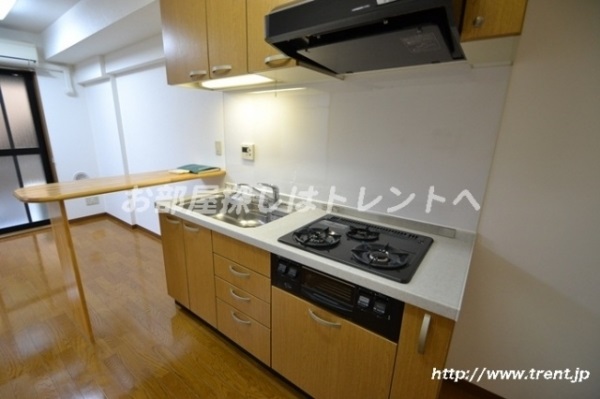 Kitchen. Same building is a picture of the first floor 1LDK.