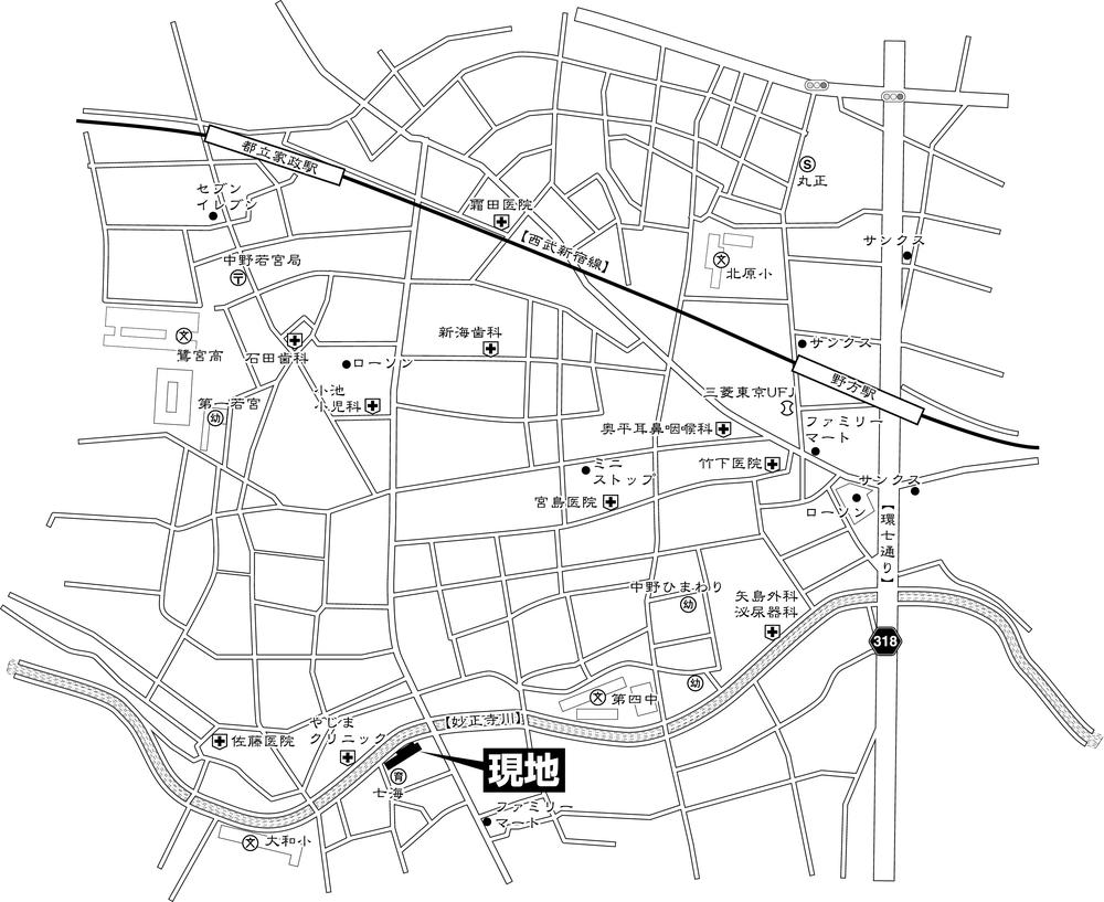 Local guide map. Seibu Shinjuku Line "Toritsukasei" station walk 12 minutes in addition a total of three routes Available