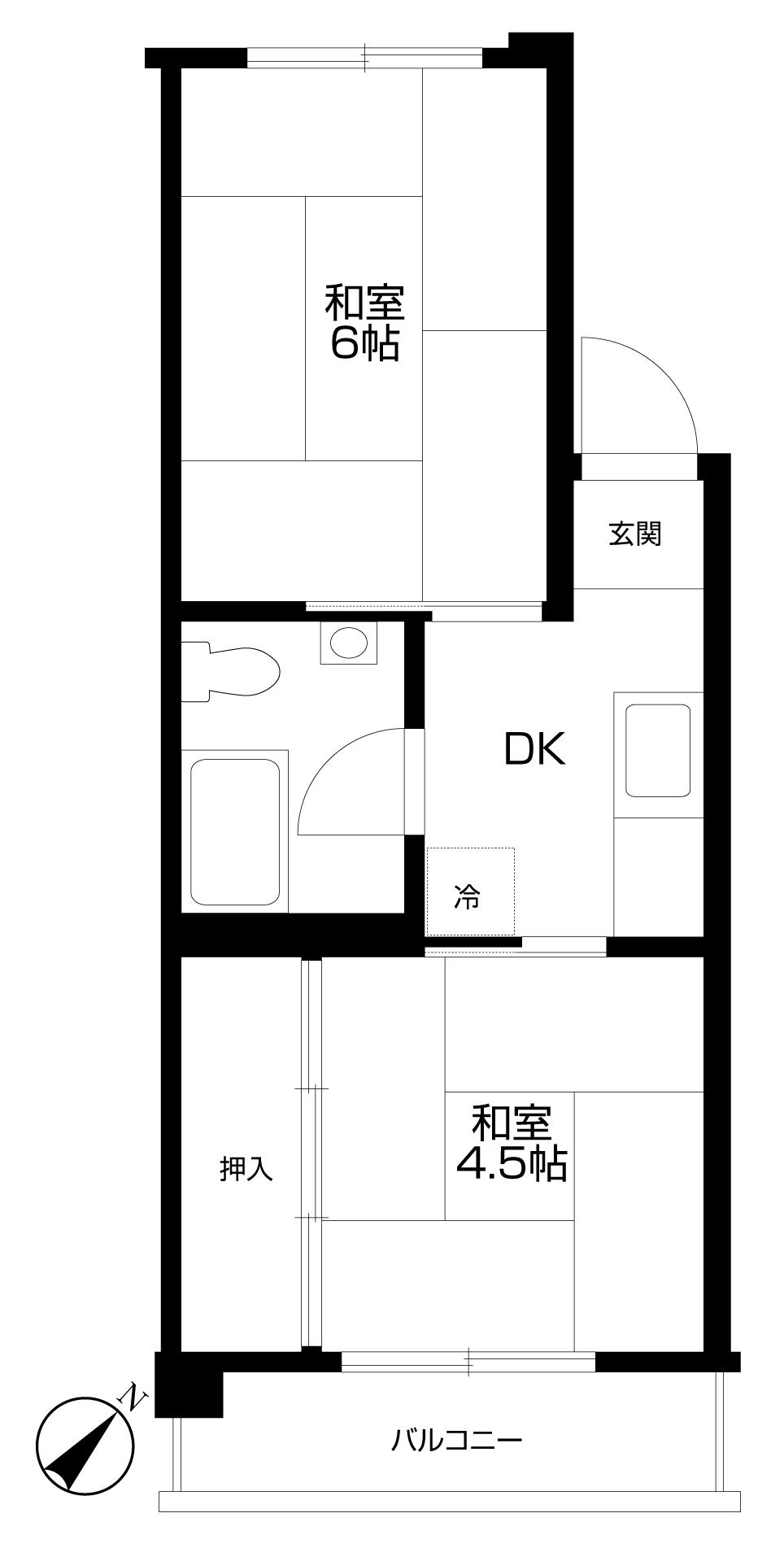 Floor plan. 2DK, Price 9 million yen, Occupied area 28.62 sq m , Balcony area 3.5 sq m