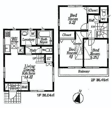 Floor plan. (Building 2), Price 49,800,000 yen, 3LDK, Land area 97.58 sq m , Building area 72.49 sq m