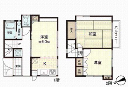 Floor plan. 27,400,000 yen, 2DK, Land area 64.67 sq m , Building area 52.92 sq m