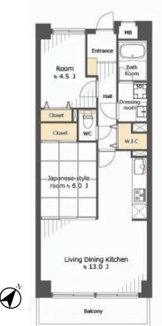 Floor plan. 2LDK, Price 41,800,000 yen, Occupied area 60.17 sq m , Balcony area 7 sq m
