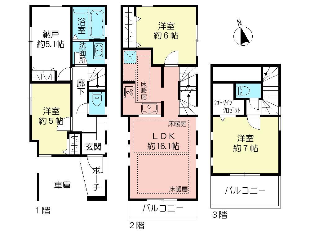 Floor plan. (D Building), Price 49,800,000 yen, 3LDK+S, Land area 67.9 sq m , Building area 95.18 sq m