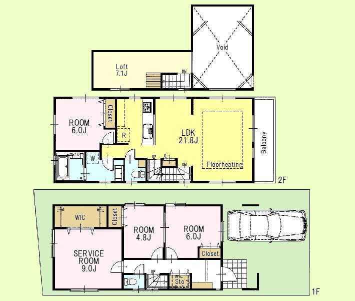 Floor plan. (A Building), Price 59,800,000 yen, 3LDK+S, Land area 99.56 sq m , Building area 113.68 sq m