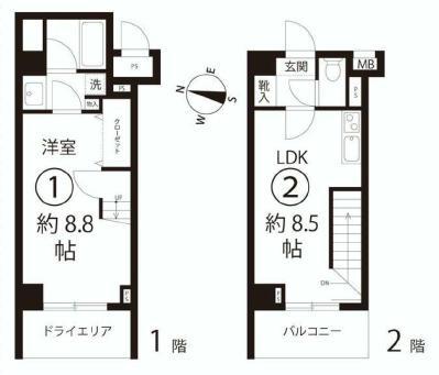Floor plan. 1LDK, Price 28.5 million yen, Occupied area 45.07 sq m , Balcony area 4.03 sq m
