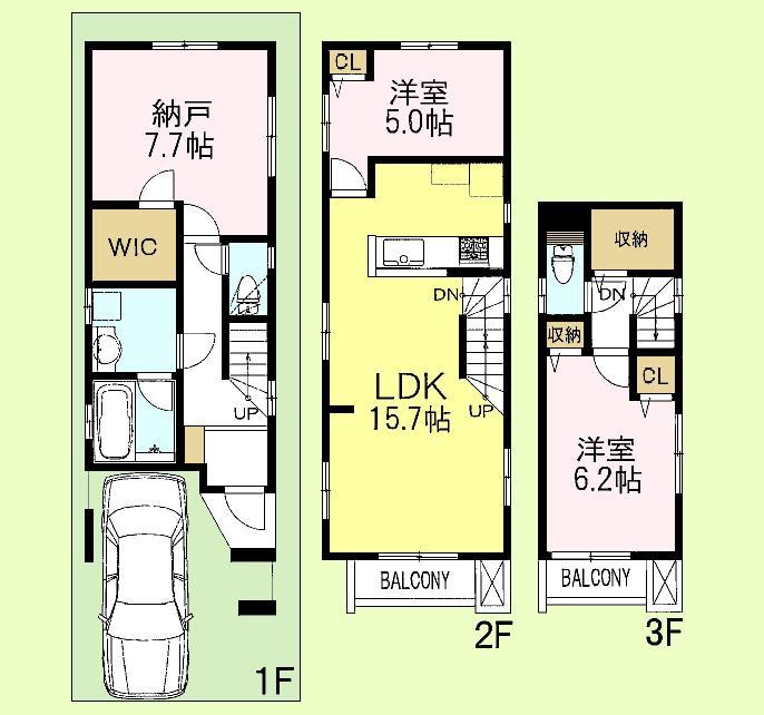 Floor plan. (C Building), Price 48,800,000 yen, 2LDK+S, Land area 62.25 sq m , Building area 93.51 sq m