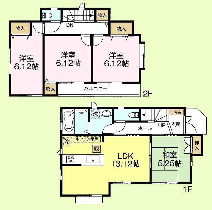 Floor plan. (B Building), Price 51,300,000 yen, 4LDK, Land area 85 sq m , Building area 88.29 sq m