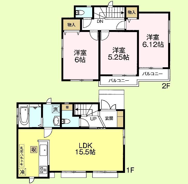 Floor plan. (D Building), Price 44,800,000 yen, 3LDK, Land area 89.4 sq m , Building area 75.97 sq m