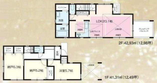 Floor plan. (D Building), Price 52,800,000 yen, 3LDK, Land area 86.38 sq m , Building area 84.24 sq m