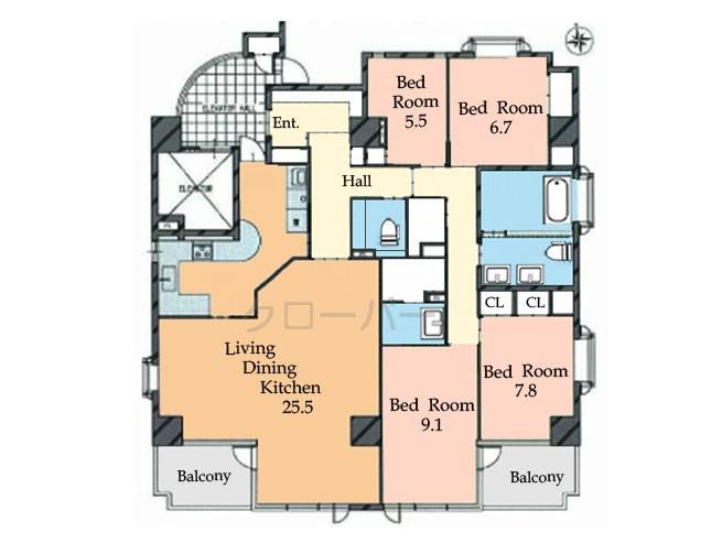 Floor plan. 3LDK+S, Price 59,800,000 yen, Footprint 149.85 sq m , Balcony area 11.5 sq m