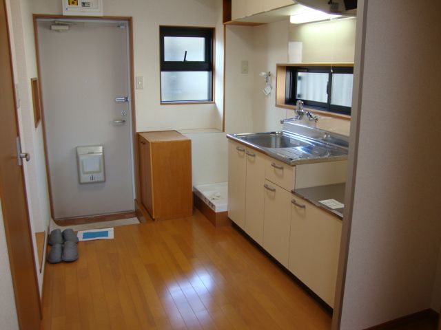 Kitchen. Washing machine in the room