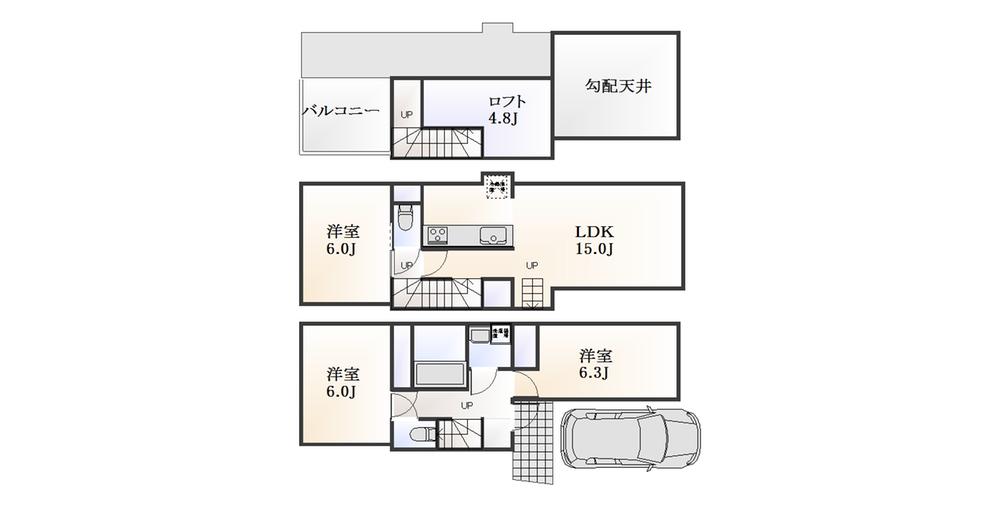 Building plan example (floor plan). Building plan example (A No. land) Building price 14.7 million yen, Building area 7872 sq m
