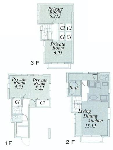 Floor plan. (A Building), Price 54,800,000 yen, 4LDK, Land area 60.25 sq m , Building area 98.81 sq m
