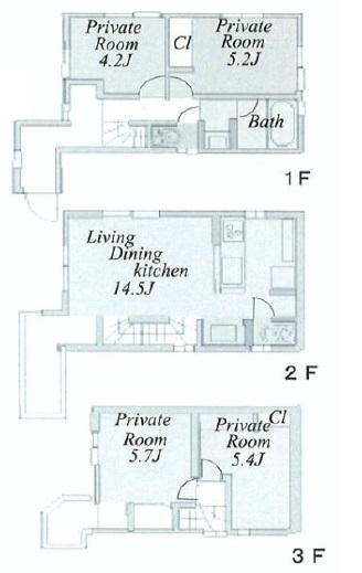 Floor plan. (B Building), Price 49,800,000 yen, 4LDK, Land area 64.41 sq m , Building area 83.17 sq m