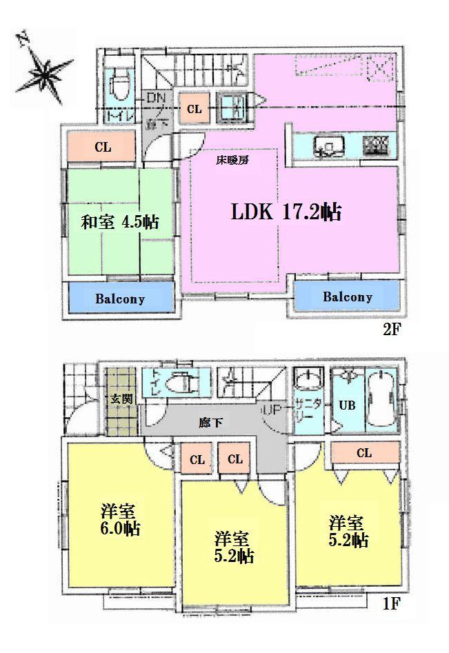 Floor plan. 49,800,000 yen, 4LDK, Land area 89.84 sq m , Building area 88.6 sq m