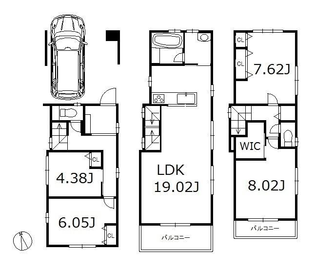 Floor plan. 53,800,000 yen, 4LDK, Land area 75.52 sq m , Building area 105.57 sq m
