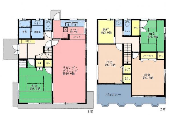 Floor plan. 100 million 34.9 million yen, 4LDK, Land area 177.94 sq m , Building area 134.86 sq m