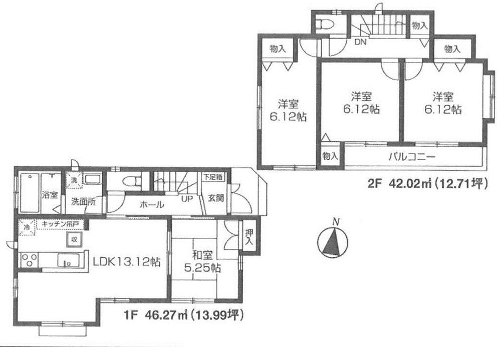 Floor plan. (B Building), Price 51,300,000 yen, 4LDK, Land area 85 sq m , Building area 88.29 sq m