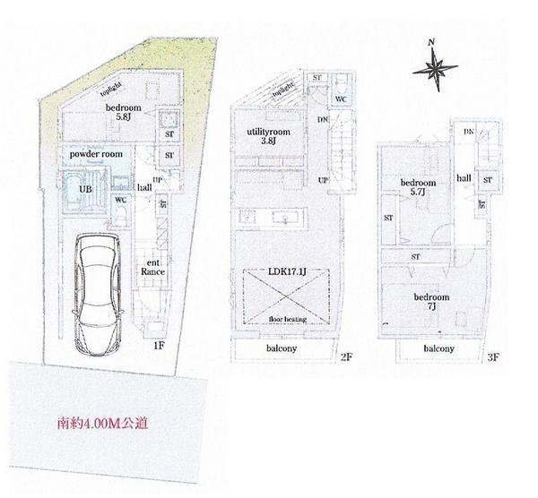 Floor plan. 52,800,000 yen, 3LDK + S (storeroom), Land area 67.43 sq m , Building area 112.19 sq m