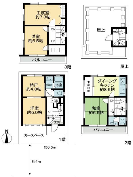 Floor plan. 45,800,000 yen, 4DK + S (storeroom), Land area 58.46 sq m , Building area 99.99 sq m