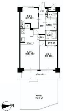 Floor plan. 2LDK, Price 25,900,000 yen, Occupied area 50.05 sq m , Balcony area 6.6 sq m
